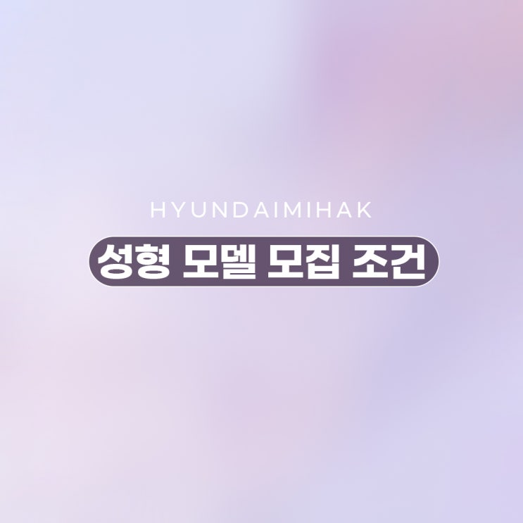 성형모델모집 예뻐지는 지식 현대미학